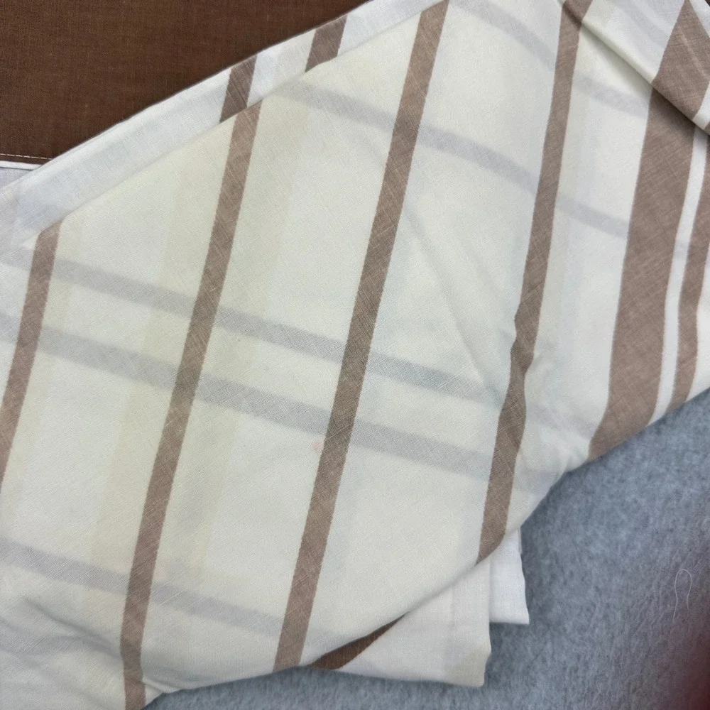 Vintage Cannon Monticello Twin Flat Sheet Pillowcase Brown Beige Stripe Muslin